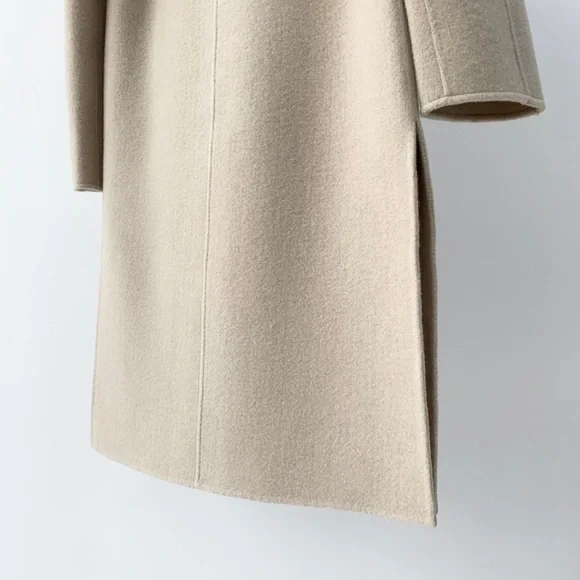 ⛄️CLAUDIE PIERLOT double-breasted patch pocket long wool blend coat NWOT - Picture 10 of 15
